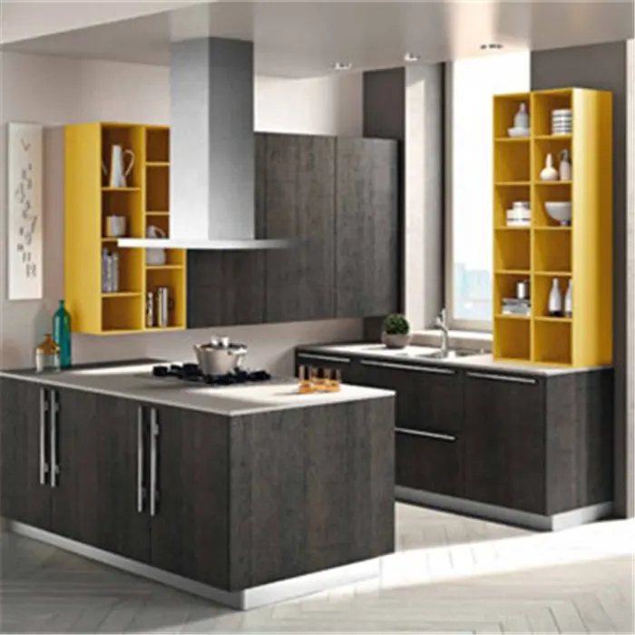 DAIYA Small Kitchen Cabinet Complete wood cabinets kitchen Set with Kitchen Cabinet Doors