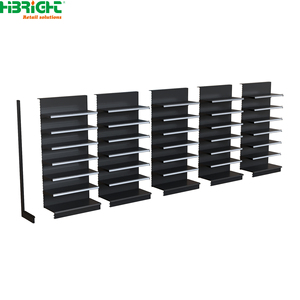 Wood Grain Retail Shelving Gondola <b>Shelf</b> <b>Metal</b> Supermarket Display Rack Adjustable Store Merchandising <b>Unit</b> - Product Image 2