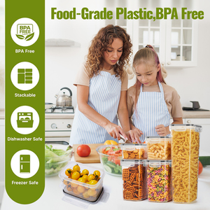 Juego de 15 Recipientes de Plástico Herméticos para Cocina, Recipientes para Refrigerador, Aptos para Granos, Harina y Alimentos - Product Image 2