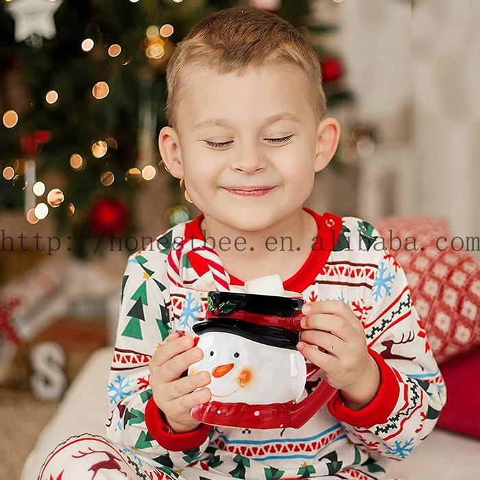 15オンスクリスマスセラミッククラシックサンタヘッドスノーマン