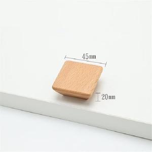 <b>Set</b> 6 Unfinished 45mm <b>Square</b> Shaped Natural Wooden Cabinet Knobs Wood Pull Handles Screws Eco-Friendly Lightweight Modern Decor - Product Image 1