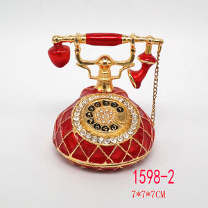 Esmalte metal teléfono figura cristal Peltre aleación rhinestone teléfono forma baratija joyero para regalos de boda artículos - Product Image 6
