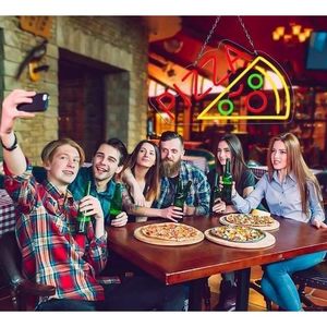 Pizza neon LED hanging ambient light restaurant kitchen party gift indoor indicator light transparent acrylic board billboard - Product Image 3