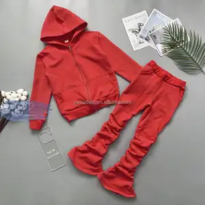 Kinder gestapelte Sets Weihnachten Kinder Kleidung 2pcs Mädchen Kleidung Kleinkind Boutique Baby Mädchen Bell Bottoms Jogger Outfit Jogging hose