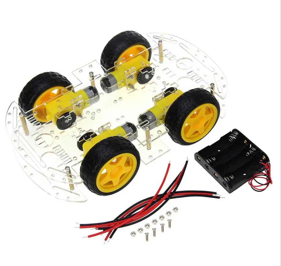 diy WD Double Layers Smart Car Robot track Chassis for Arduinos with 4pcs Gear Motor and 4pcs Tire Wheel