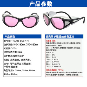 Gafas de Seguridad Láser con Montura Completa y Lentes de Policarbonato, Protección Médica y Quirúrgica, Protección Ocular para Láser de 808NM y 850NM - Product Image 4