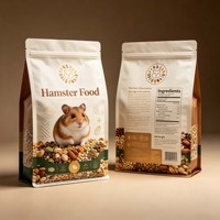 Sac à fond plat personnalisé imprimé pour nourriture de hamster, pochette refermable réutilisable en Mylar, 1 kg, 2 kg, emballage pour aliments pour animaux de compagnie