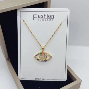 Collar de latón chapado en oro vintage 2025 de moda, collar que no se deslustra, gargantilla con ojo de circonita colorido - Product Image 5