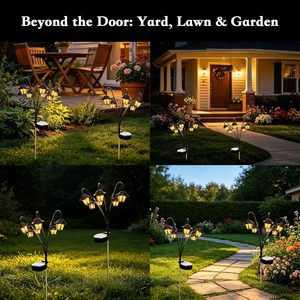 Luces Solares Decorativas WISEgham con 6 Cabezas Oscilantes, Paquete de 2, LED Blanco Cálido, Resistentes al Agua, para Jardín Exterior - Product Image 5