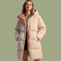 Veste d'hiver pour femme en duvet de canard blanc 90% personnalisé, OEM ODM, parka, manteau extra long, patchwork, à capuche