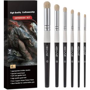 2026 Luxury Acrylic <b>Paint</b> Brushes Set 6 Sizes Goat Hair Dry Brushes for Watercolor & Oil Painting Hobby Detail <b>Paint</b> Brush Model - Product Image 1