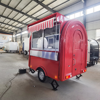 Remorque ronde mobile pour la vente de glaces, hot-dogs, café, chips, bonbons, restauration, mini-chariot alimentaire mobile de forme ronde