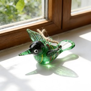 Figura de Colibrí de Vidrio Hecha a Mano, Verde, Colorida, con Forma de Animal, Decoración Art Deco para Mesa de Boda, Adorno para el Hogar - Product Image 2