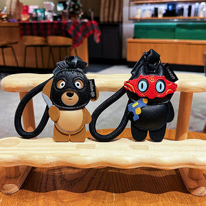 CHENXI Design créatif Chat de dessin animé en cuir PU, Pendentif de sac, Petits accessoires, Porte-clés haut de gamme, Chaîne de suspension mignonne pour sac à dos de couple - Product Image 5