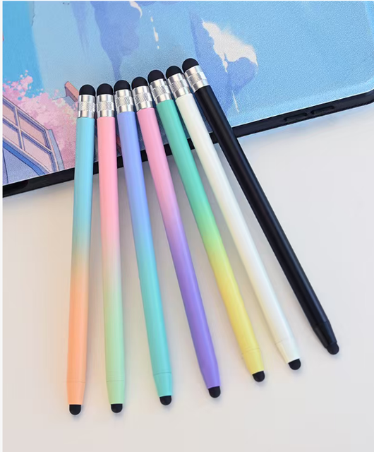 5 Pcs Aluminum 2-in-1 Stylus Pen for IPad/iPhone/Android Tablets High Precision Sensitivity Double Rubber Tips (5 Gradient