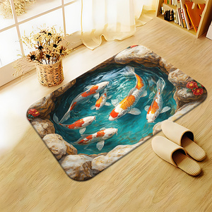 Alfombra con estampado 3D HD <span class=keywords><strong>de</strong></span> peces Koi, antideslizante, absorbente, lavable a máquina, <span class=keywords><strong>de</strong></span> poliéster, con diseño <span class=keywords><strong>de</strong></span> peces Koi nadando, 1 unidad - Product Image 6