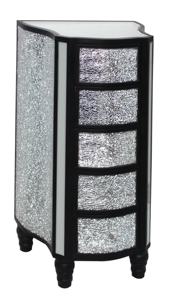 Cómoda Moderna Hecha a Mano con 5 Cajones, Adornada con Diamantes Triturados y Vidrio Craquelado, Mueble para el Hogar, Hotel, Apartamento, Entrada, Sala de Estar - Product Image 6