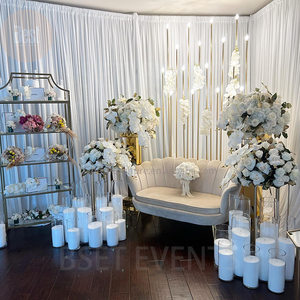 Respaldo de Barra Dorado con Marco de Acero Inoxidable Moderno y Elegante de <span class=keywords><strong>Miami</strong></span> con Cubierta de Vidrio para Bodas - Product Image 5