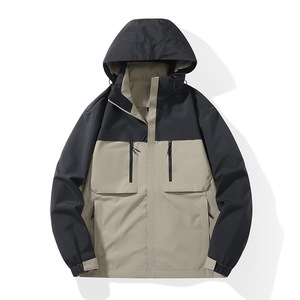 Men's Windproof <b>Waterproof</b> Breathable Single Layer <b>Jacket</b> With Hood For Spring Autumn Outdoor Wear - Product Image 1