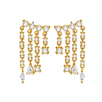 Bijoux fins à la mode, argent sterling S925, hypoallergénique, clous d'oreilles en moissanite VVS GRA, couleur D, franges à pampilles, boucles d'oreilles pendantes pour femmes