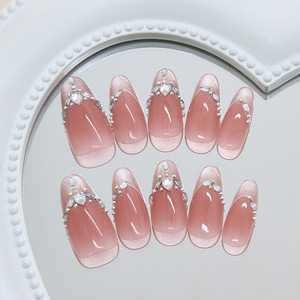 Uñas Postizas Francesas <span class=keywords><strong>con</strong></span> Efecto Ojo de Gato, <span class=keywords><strong>Diseño</strong></span> Removible, 30 Piezas - Product Image 2