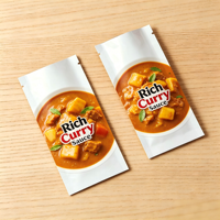 Sachet d'emballage alimentaire à faible MOQ, finition mate, scellé sur 3 côtés, pochette plate avec encoche de déchirement pour l'emballage de sauces