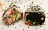 Tas dompet koin bunga mawar kecil kreatif tas kartu kunci pengait wanita dompet antik tas lipstik portabel Retro