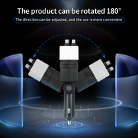 Vente en gros d'usine 4 en 1 Chargeur de voiture rétractable à film LED Starlight Headliner PD120W Charge rapide Type-C Conducteur en cuivre pur IPhone
