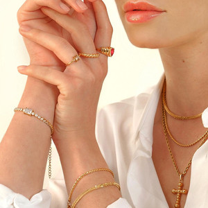 Collar de acero inoxidable chapado en oro clásico para mujer, accesorios a juego, novedad - Product Image 5