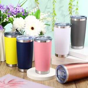 Gobelet isotherme pour voiture en acier inoxydable 304 à double paroi de 20 oz avec logo personnalisé, revêtement en poudre, gobelet de voyage pour café avec couvercle - Product Image 4