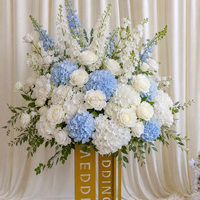 Boule de fleurs MoKtong en soie 50 cm bleue et blanche, décoration de mariage et fournitures, centres de table pour table des mariés