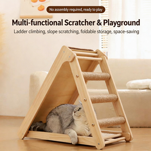 猫抓板猫窝一体式耐磨实木猫爬架不占空间剑麻垫猫跳台 - Product Image 2