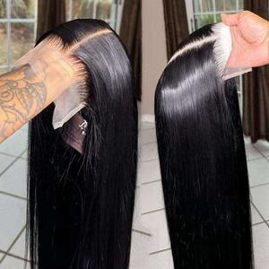 Perruque à cordon de serrage en cheveux humains, perruque frontale en dentelle HD 9x6, sans colle, prête à porter, cheveux indiens bruts, lisses, perruques en cheveux humains pour femmes noires - Product Image 3