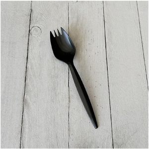 Cuchara-tenedor de polipropileno negro de peso medio para camping, utensilio de camping, 1000 unidades/paquete - Product Image 2