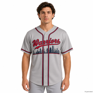 26-27 Atlanta City Baseball League Essentials: Casual Athletic Baseball Jerseys Custom Warriors Logo Open-Front Softball Jerseys - Product Image 4