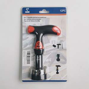 Un tournevis à cliquet en forme de T, ensemble de 12 pièces avec barre d'extension et embouts S2, système métrique, outil de bricolage - Product Image 1