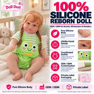 Muñeca Duo Personalizada de Silicona de 18 Pulgadas, Muñeca Reborn con Overol de Rana con Rayas Verdes, Regalo de Navidad Personalizado para Niños - Product Image 1