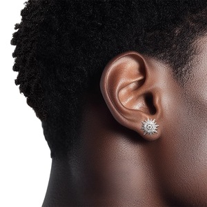 Sun Moon Star Diamond Stud Earrings S925 Silver Round Brilliant Cut Unisex Everyday Wear - Product Image 3