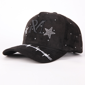 Casquette de baseball sportive 5 panneaux en strass, design personnalisé, brodée, doublée satin, en daim, style Dad Hat, avec logo personnalisé, vente en gros - Product Image 3