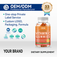 Gummies personnalisées à marque privée de vitamine C avec échinacée et zinc, suppléments à base de plantes pour le soutien immunitaire aux cynorrhodons pour adultes et adolescents