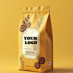 Customized Stand up Laminated Flat Bottom Ziplock Flexible Packaging Coffee Bags Pouch for <b>Protein</b> Powder Coffee Food Package - Product Image 1
