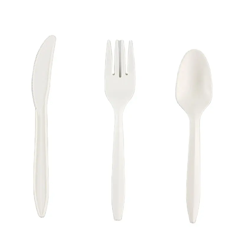 Đảm Bảo Thương Mại Cornstarch Đồ Dùng PLA Dao Kéo Phân Hủy Sinh Học Dùng Một Lần Spoon Fork Và Knife