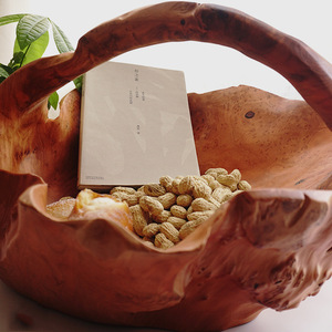 Cesta de frutas tallada en raíz de madera maciza, color natural, pulida a mano, tallado en madera entera para almacenamiento de frutas y verduras - Product Image 3