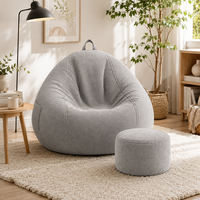 Ensemble fauteuil et ottoman Bean Bag, sièges de salon en tissu doux pour adultes, chaise de relaxation confortable pour salon et chambre à coucher