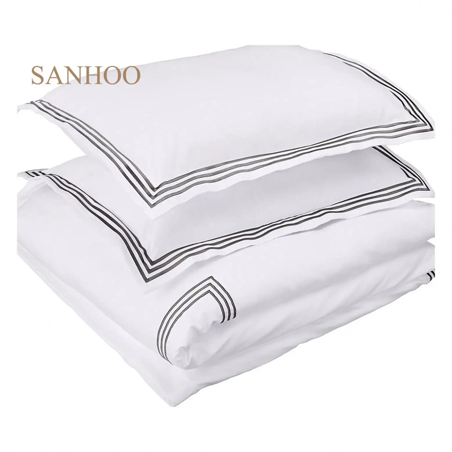SANHOO Luxurious Embroidered Egyptian Five Star Hotel 600TC 8 In 1 Cotton Duvet Cover Sets Bedsheet Set Cotton