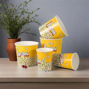 Cubo grande de papel para palomitas de maíz desechable de grado alimenticio, 24oz, 32oz, 64oz, 85oz, personalizado, impreso para ensalada, sushi, sándwiches - Product Image 4