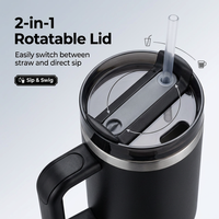 Taza de Cerveza de Acero Inoxidable de Doble Pared con Recubrimiento en Polvo, Vaso Térmico Aislado al Vacío de 40 oz con Asa para Camping y Vacaciones