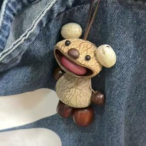 Creative <b>Plastic</b> Fruit Shell Car Keychain with <b>Beads</b> and Tassel for Keyring or Phone Accessory - Product Image 4