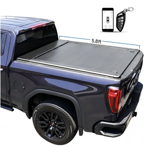 Accesorios para Camionetas, Cubierta Retráctil Automática Eléctrica Telescópica de Aluminio para Plataforma de Camioneta GMC <span class=keywords><strong>Sierra</strong></span> 5.8 pies, Negra, Sin Perforación - Product Image 1
