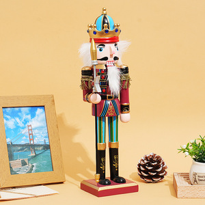 Muñeco de Madera Cascanueces Clásico Hecho a Mano con Lentejuelas, Adorno Navideño de 30cm con Función Animada para Manualidades, Venta al por Mayor - Product Image 4